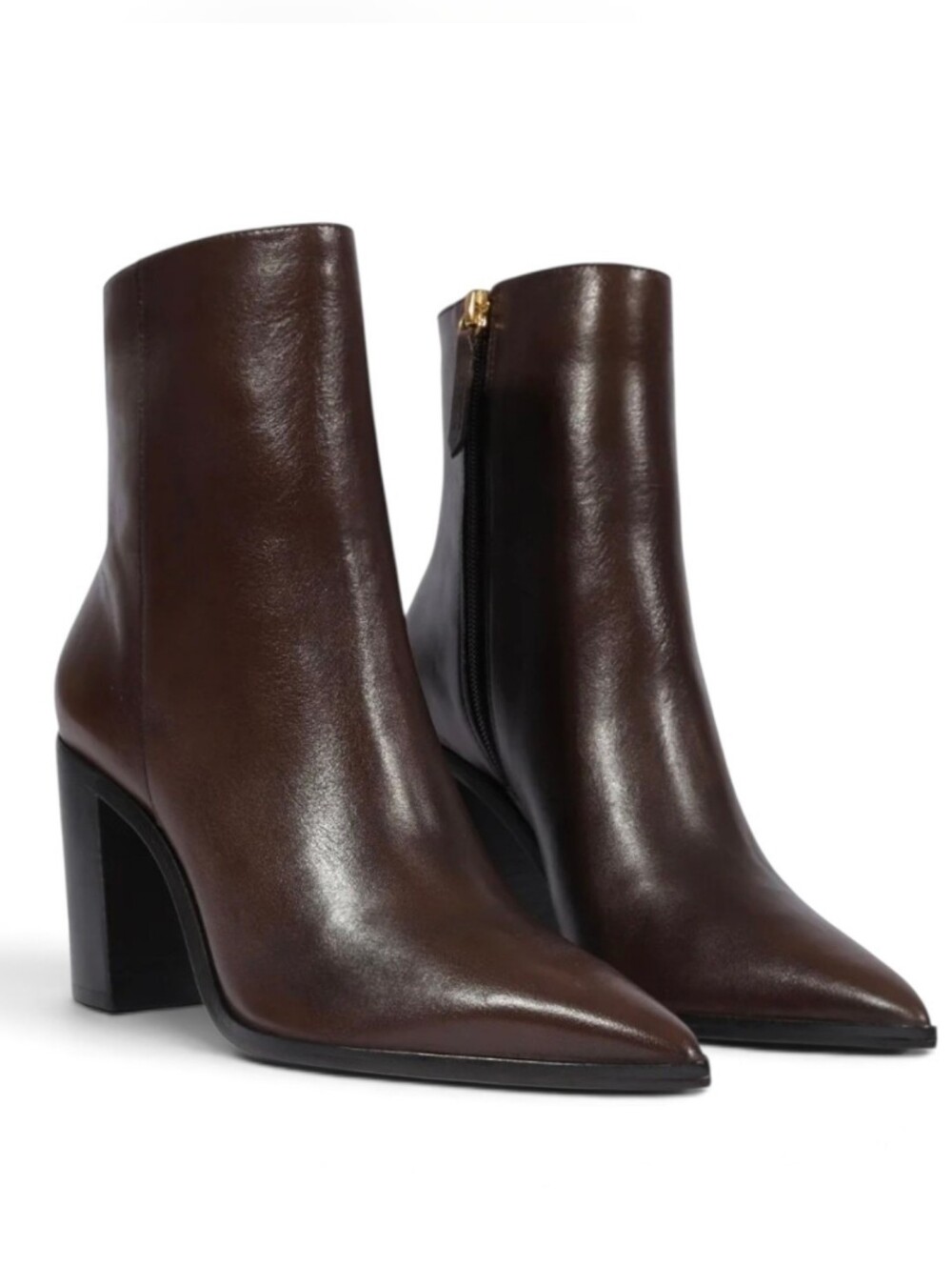 SCHUTZ Brown Leather Mikki Block Booties - Size 9